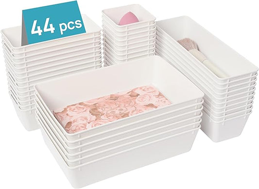 Vtopmart 44 PCS Plastic Drawer Organizers Set, 4-Size Versatile Bathroom and by Vtopmart