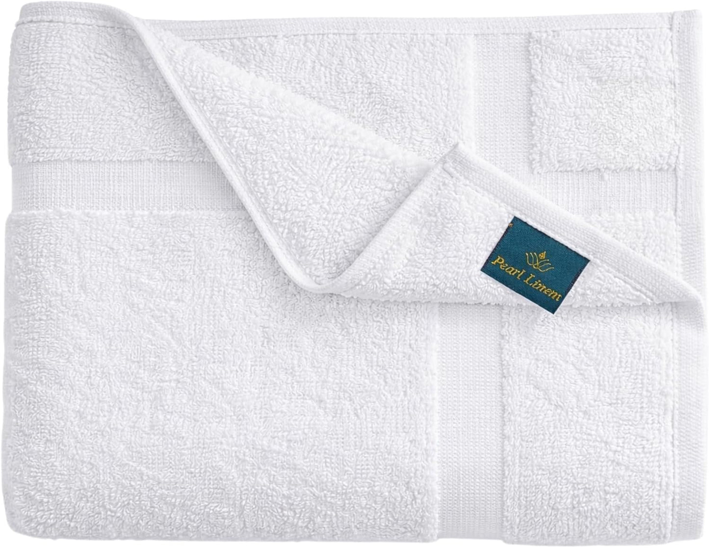 Pearl Linens Pack of 6 100% Cotton Bath Mat Towels, 20x30 inches, Soft & Absorbent Floor Towels for Bathroom, Not Bathroom Rugs, After Shower Mat, 687 GSM, Machine Washable, Airbnb Essentials, White