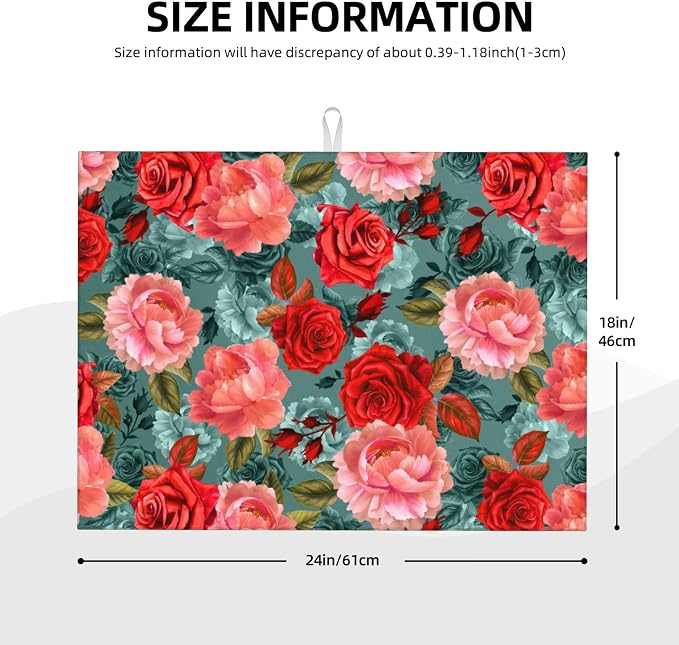 Floral Boho flowers Dish Drying Mat - Image 3