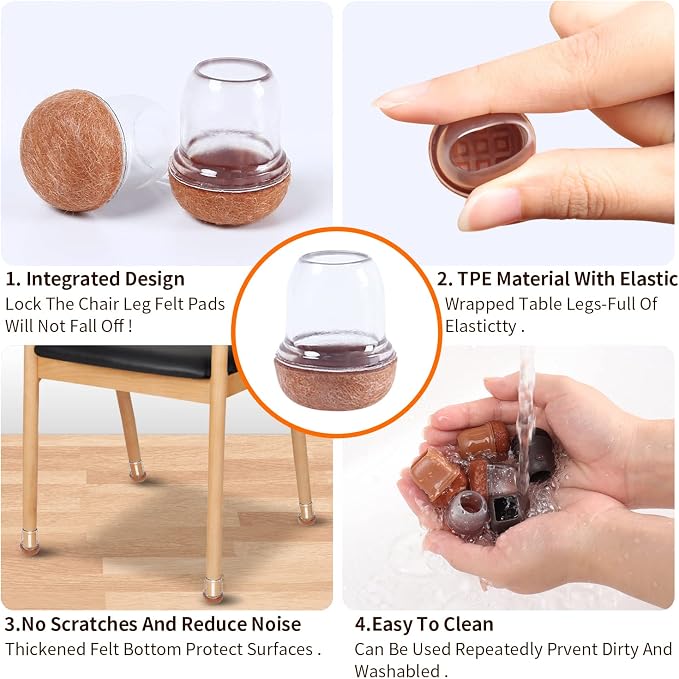 Ezprotekt 24 Pcs Small Clear Silicone Chair Leg Floor Protectors - Image 3