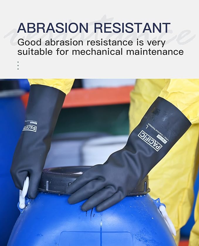 PACIFIC PPE 2 Pairs Chemical Resistant Gloves, Heavy Duty Industrial Rubber - Image 3