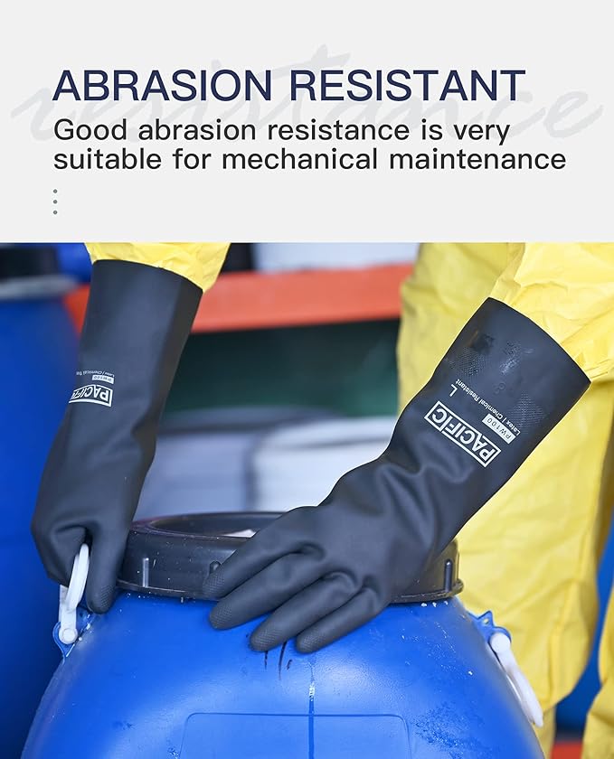PACIFIC PPE Chemical Resistant Gloves, Heavy Duty Industrial Rubber Gloves - Image 3