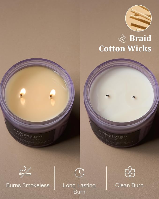 M&SENSE Soy Candles for Home Scented, 11.6oz Lavender Citrus Scent Aromatherapy - Image 5