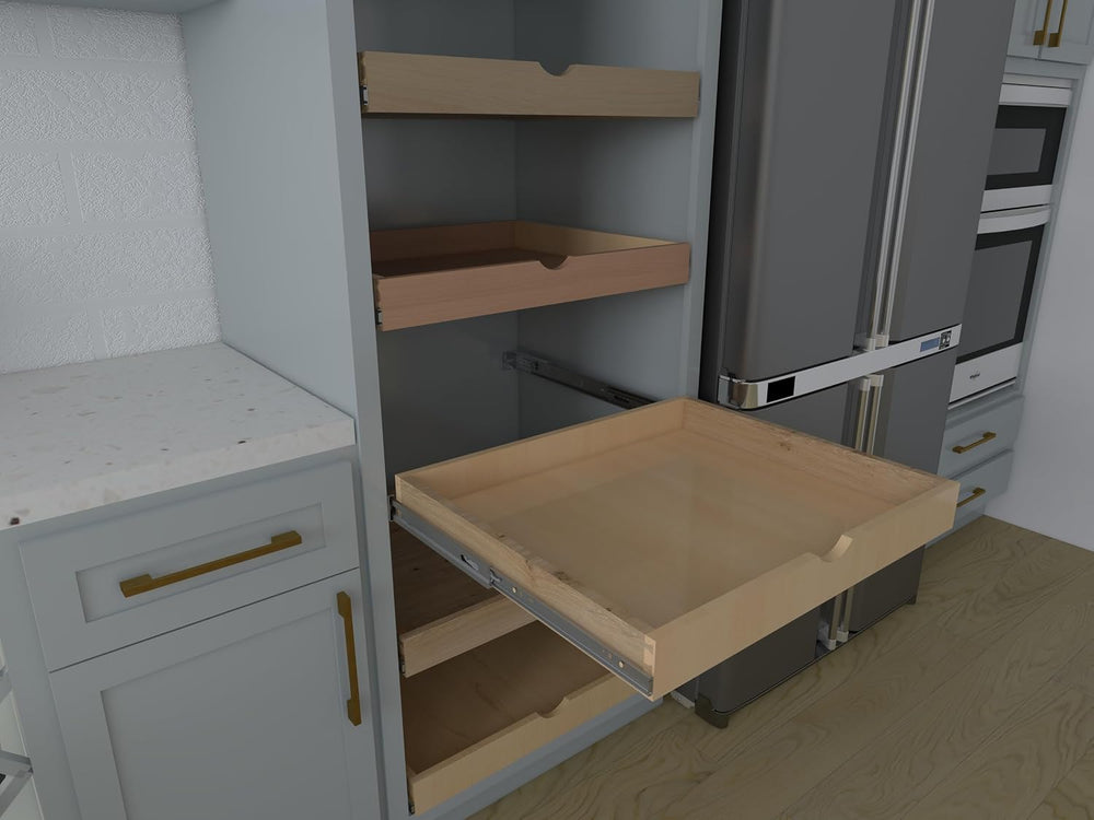 Solid Wood Pull Out Drawer 27" W × 21" D for Kitchen Cabinets, Roll...