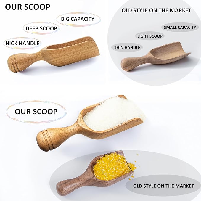 Wooden Scoops for Canisters 4PCS Acacia Wooden Scoop for Jars Small Wood Scoops - Image 4