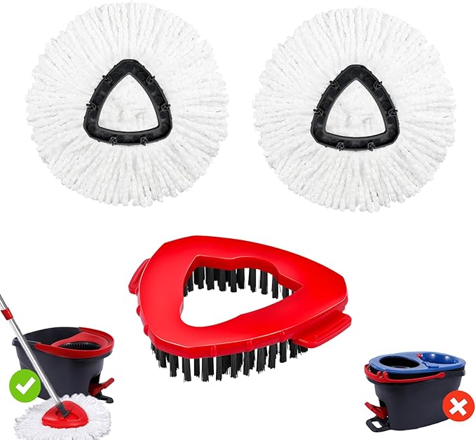 2 Pcs Mop Scrub Brush Head and 1 Mop Base Part Part Replacement Compatible by WaIEJiemiHome