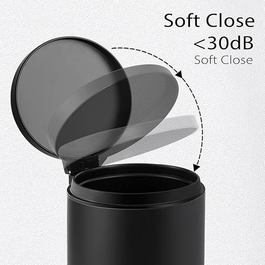TIPGO 1.2 Gallon Small Black Trash Can, 4.5 Liters Bathroom Garbage Can - Image 2