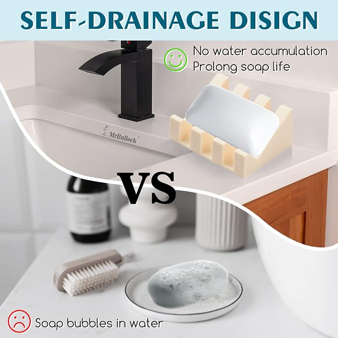 Silicone Soap Dish for Bar Soap Holder for Shower Bathroom Self Draining - Image 4