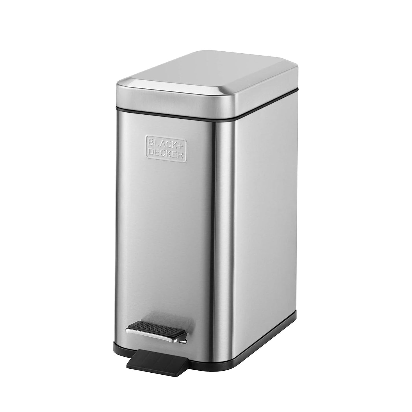 BLACK+DECKER BXBN0005GB 5L Metallic Grey Pedal Bin with Soft Close Lid, Stainless Steel, 30cm x 14cm x 29cm