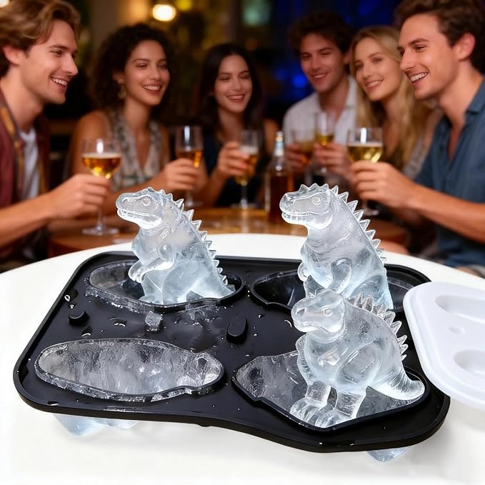 7.48inch Newly Upgraded 4-grid 3D Dinosaur Ice Tray and Covered Silicone Ice - Image 9