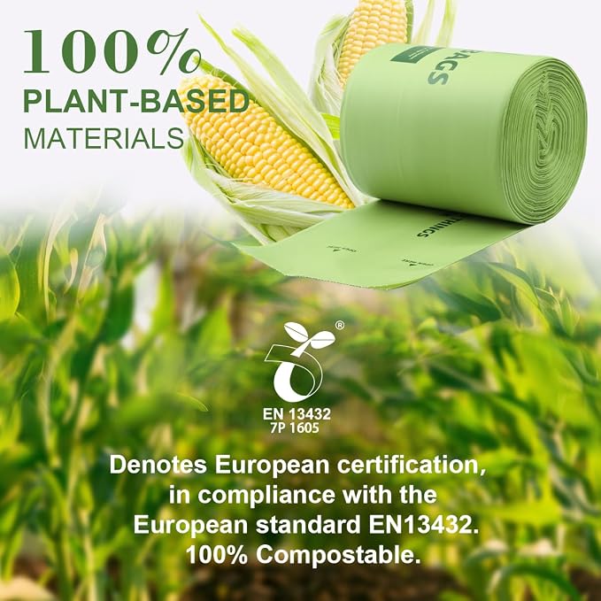 100% Compostable Trash Bags, 13 Gallon, 49.2 Liter, 0.91 Mils - Image 4