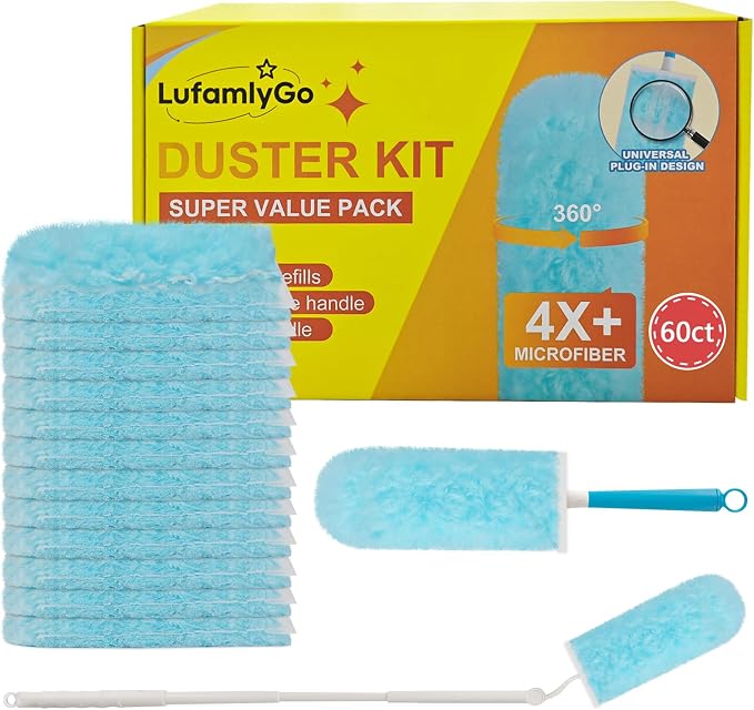 60ct 360° Heavy Duty Duster Refills Kit by LufamlyGo