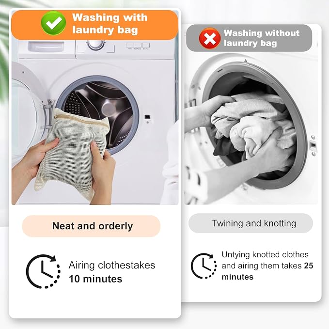4 Piece Small, Durable Organic Cotton Mesh Laundry Bag - Image 2