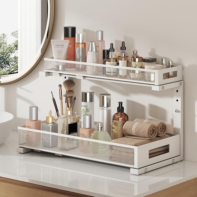 2 Pack 19IN Depth Under Sink Storage Organizer, Large 2-Tier Elegant Mesh Pull - Image 6