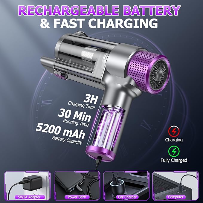 EYYA Handheld Car Vacuum Cleaner Cordless, 16000PA Powerful Hand Held Vacuum - Image 6