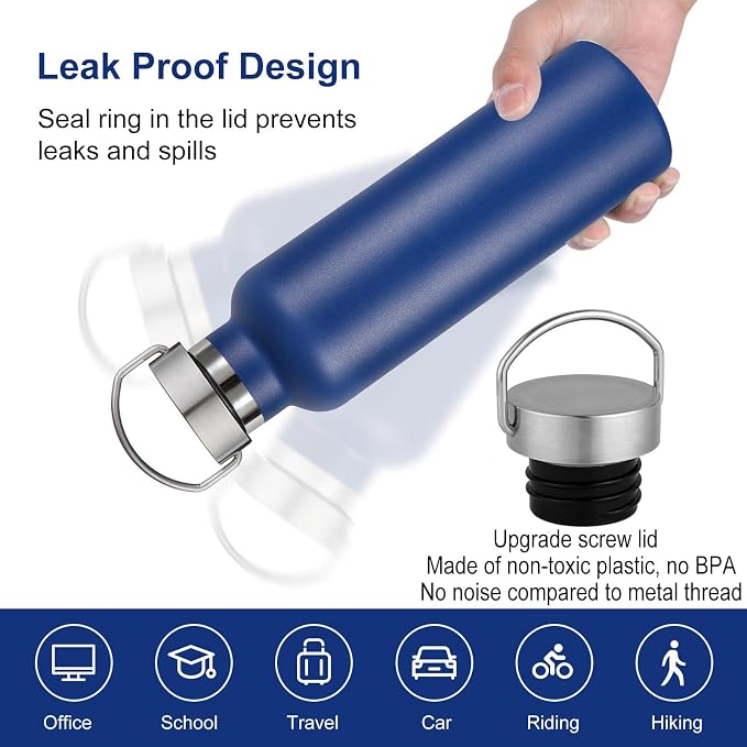 Neihepal 20 oz Insulated Water Bottles Bulk 2 Pack, Stainless Steel Double Wall - Image 4