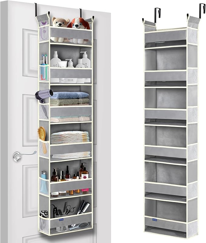 Over The Door Organizer 6-Shelves and 12 Side Pockets, Over The Door Storage by ROOMTALK