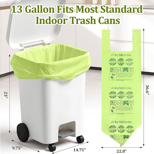 10-13 Gallon Compostable Trash Bags Handle-Tie, Heavy Duty Thick 0.87 Mil - Image 2