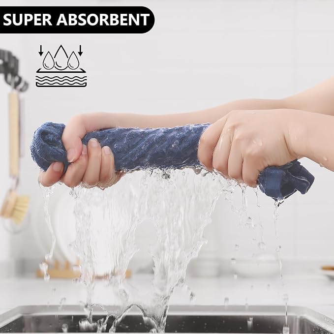 Fintale 100% Cotton Kitchen Towels and Dishcloths Set, 12 x 12 & 15 x 25 Inches - Image 7