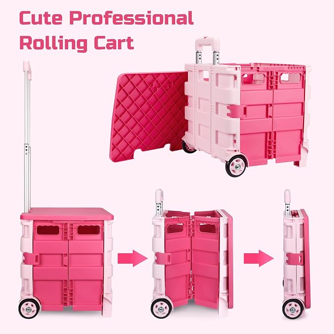Foldable Rolling Cart on Noiseless Wheels: Portable Utility Cart - Image 7