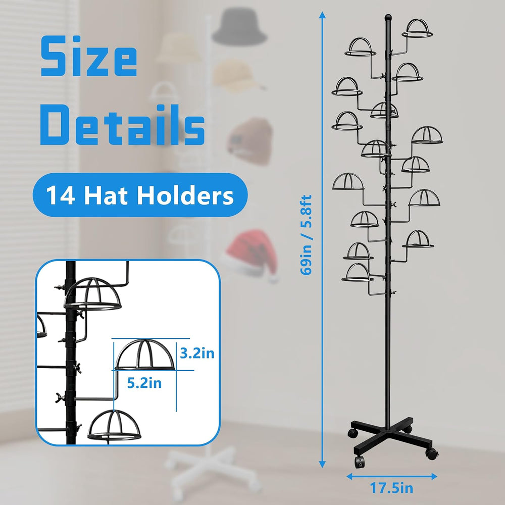 Montex Freestanding Hat Rack Stand, Wig Display Stand, Metal Hat Organizer Ra...