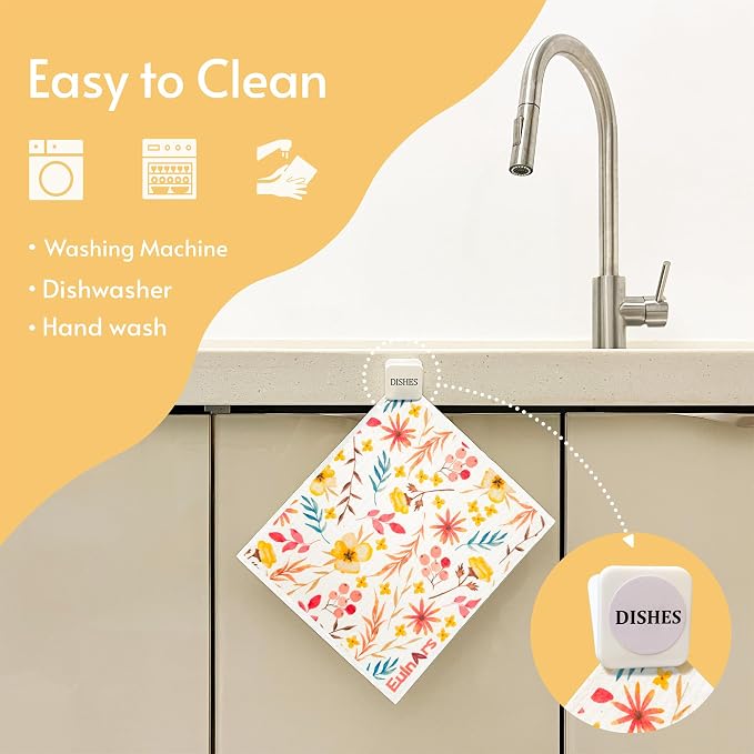 Swedish Dishcloths for Kitchen, 8 Pack Watercolor Reusable Paper Towels - Image 2