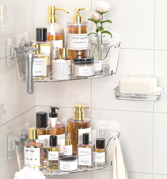 Corner Shower Caddy, Rustproof Corner Shower Shelves, No Drilling Bathroom by JNDETOP