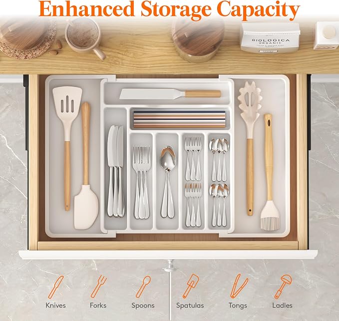 Lifewit Silverware Drawer Organizer, Expandable Utensil Organizer - Image 2