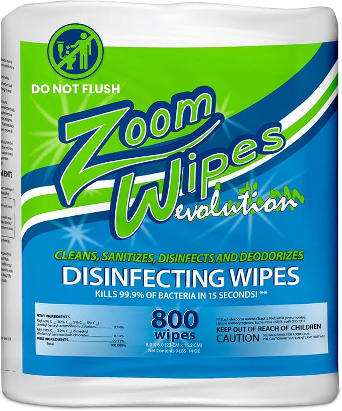 Zoom Evolution Multi-Purpose Antibacterial Wipes, Disinfecting Cleaning & by Idletech