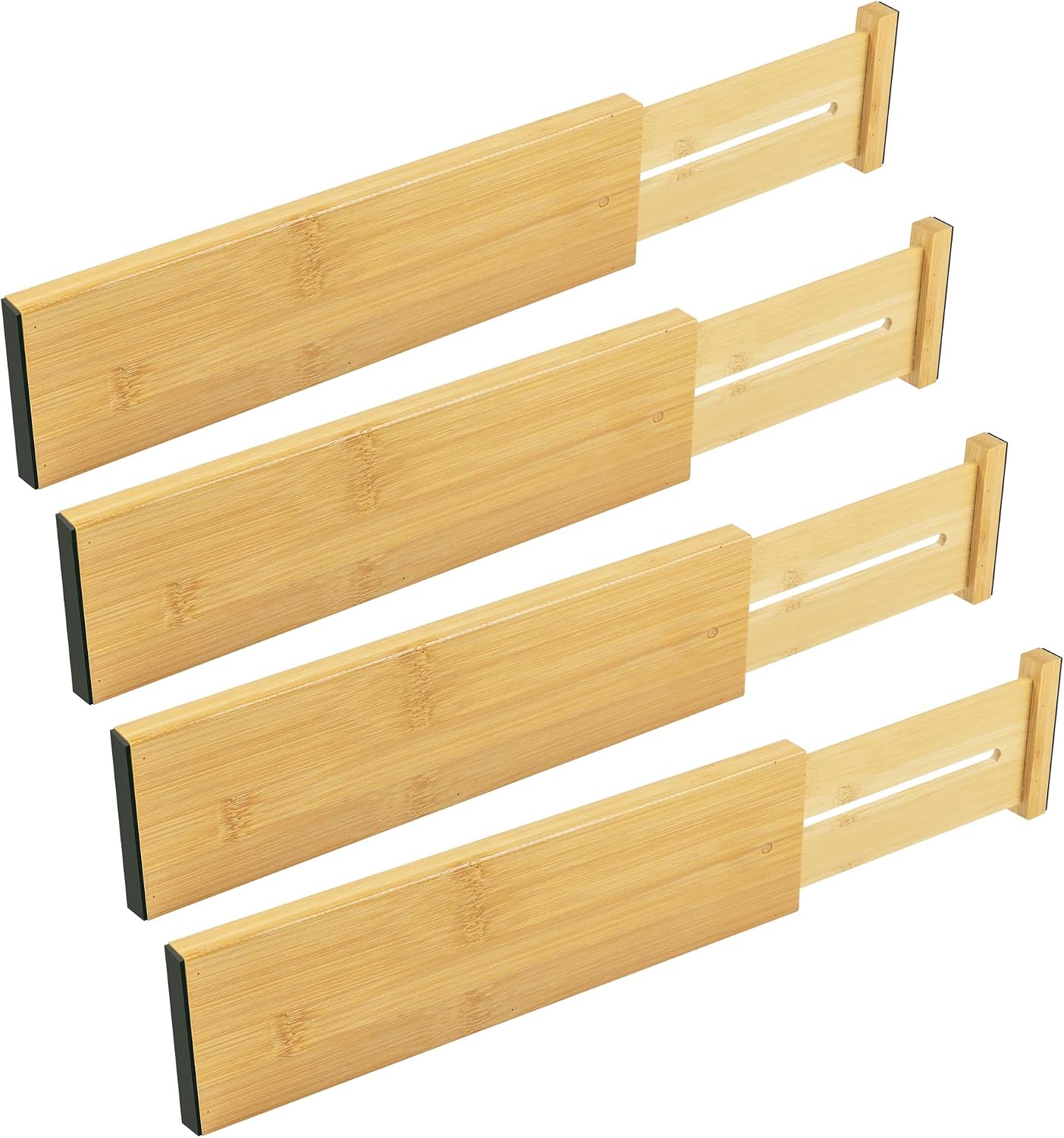 Utoplike Bamboo Dresser Drawer Dividers, Expandable Organizer for Clothing | Adjustable 3.2" High Drawers Separators for Kitchen, Bathroom, Bedroom, Office Storage, 4Pcs, Fit 13.5"-16" Inner Drawer