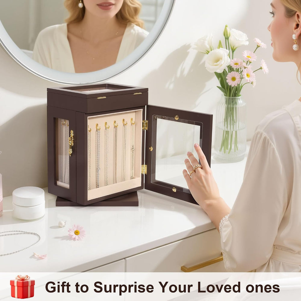 Kendal 360° Rotating Jewelry Box, Wooden Jewelry Box for Women, Graduation Gi...