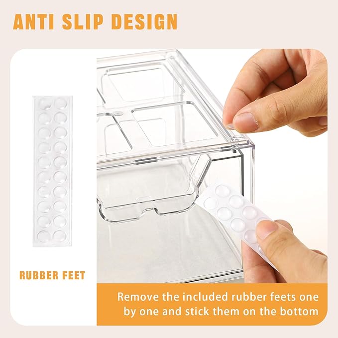 3 Pack Stackable Storage Drawers Clear Acrylic Organizer Makeup Bathroom - Image 3