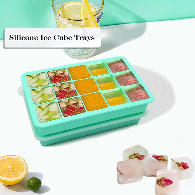 2 Pack Silicone Ice Cube Trays, Easy Release Flexible-15 Cubes Ice Cube Molds - Image 3