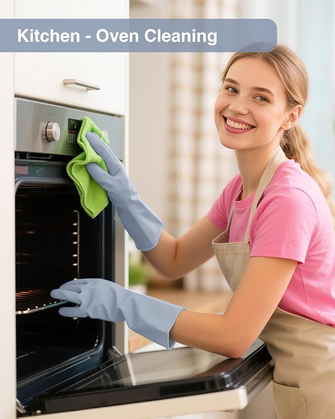Rubber Cleaning Dishwashing Gloves 4 Pairs Reusable Kitchen Glove - Image 5