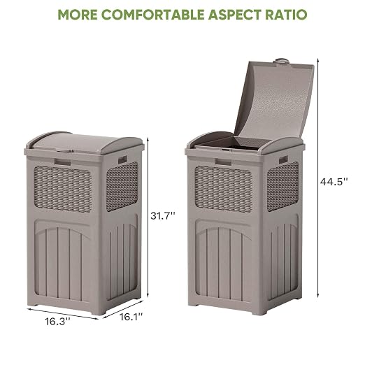 Patiowell 36 Gallon Outdoor Trash Can, Resin Outdoor Garbage Can - Image 7