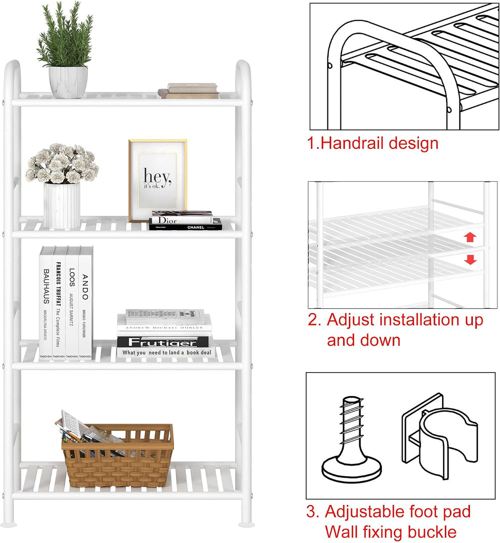 JSB 4-Tier Adjustable Shelving Unit, Heavy Duty Storage Rack Organizer Metal ...