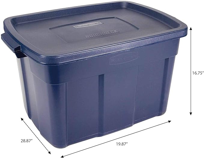 Rubbermaid Roughneck Tote 25 Gal, 4 Pack, Made in USA, Dark Indigo Metallic - Image 6