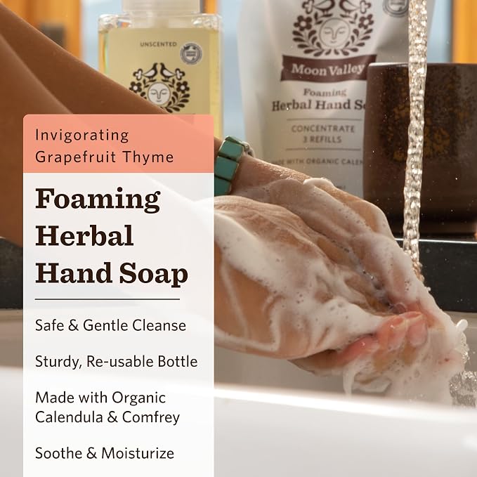 Moon Valley Herbal Foaming Hand Soap, Grapefruit Thyme 2 Pack, Recyclable Bottle - Image 2