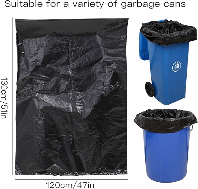 65 Gallon Trash Bags, 25 Pieces large Black Heavy Duty Trash Can Liners - Image 7