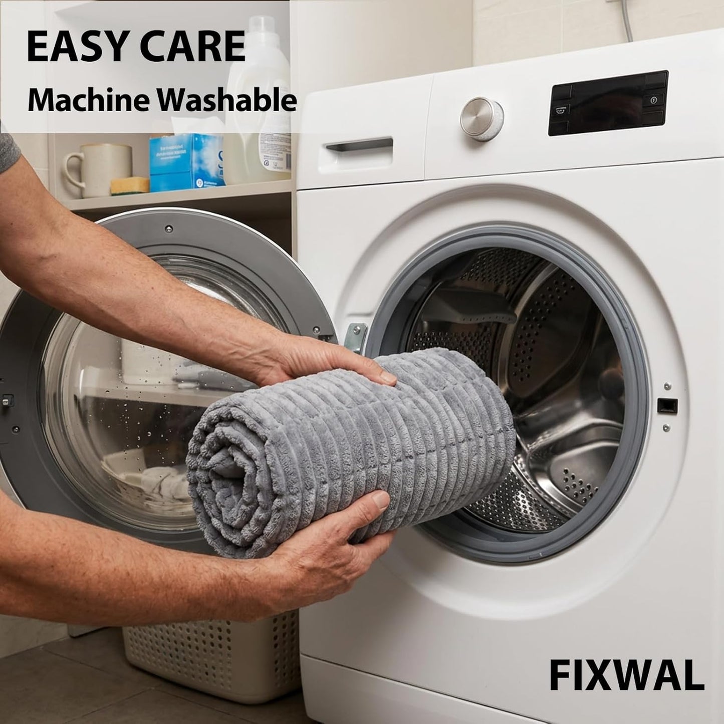 Fixwal Waterproof Dog Couch Cover, Washable Non-Slip Pet Couch Covers for Sofa, Leak-Proof Sofa Protector for Dogs, Pet Friendly Thick Soft Fuzzy Furniture Cover (Grey, 27.6" x 59.1")