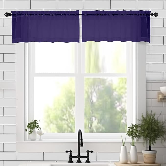 Chyhomenyc Sheer Valances for Windows 2 Pack, Small Window Curtains for Living by Chyhomenyc