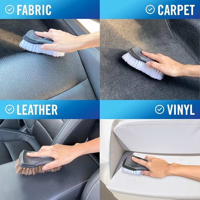 Upholstery Brush Set, Carpet and Car Cleaning Brushes, Horsehair Detailing Brush - Image 3