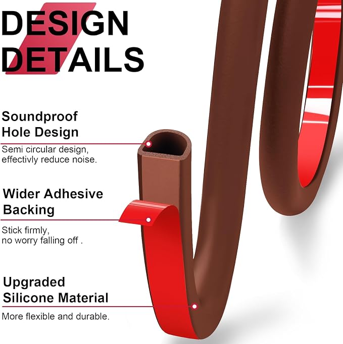 Silicone D Shape Weather Stripping 19.7 Feet Self Adhesive Seal Strip - Image 4