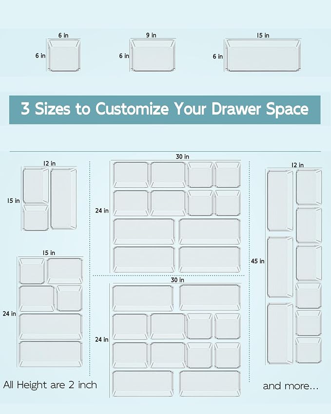 9 Pack Large Clear Plastic Drawer Organizer Trays, Desk Drawer Organizers and - Image 9