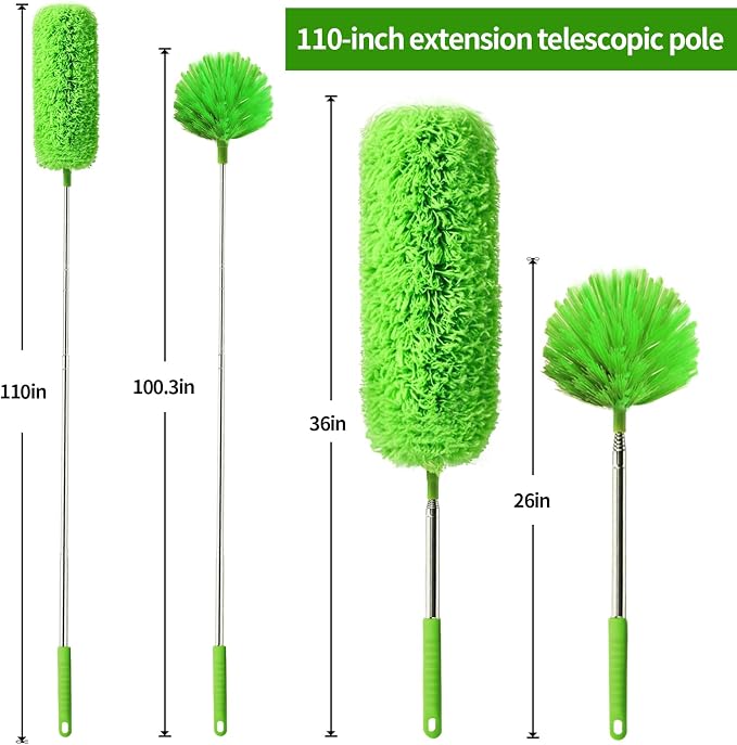 Cobweb Duster with Extension Pole, Washable Cleaning Duster Set with 2 Duster - Image 2