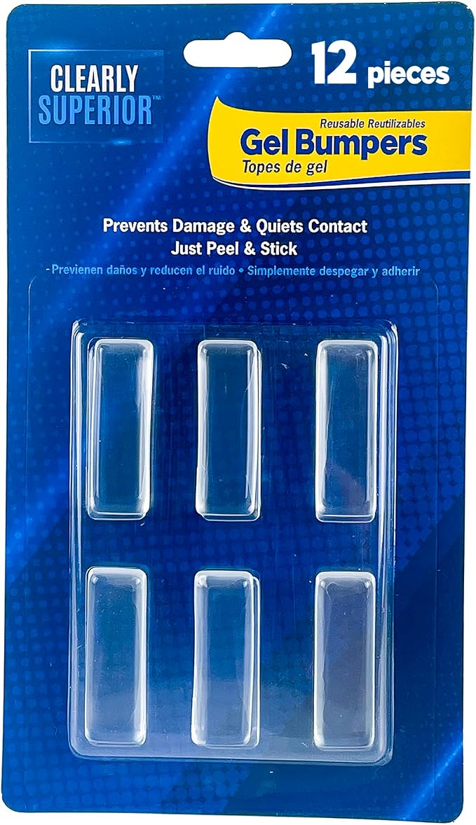 12-Pack Clearly Superior Gel Bumpers. Small Rectangle 1.5" x .5" Protects by Clearly+Superior