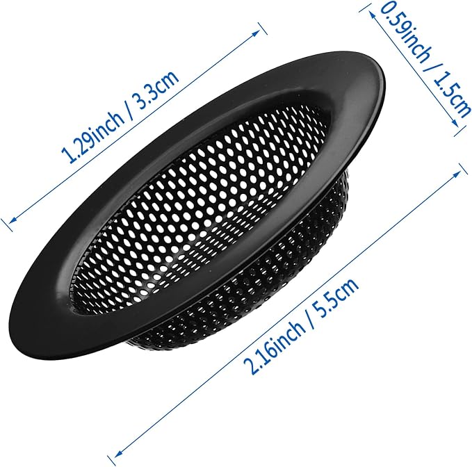 2 Pcs Black Stainless Steel Mesh Sink Drain Strainer, 2.16" Top/1.29" Kitchen - Image 5