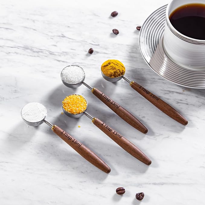 4PCS Wood Scoops for Jars Wooden Scoops for Canisters 1Tbsp Measuring Spoons - Image 2