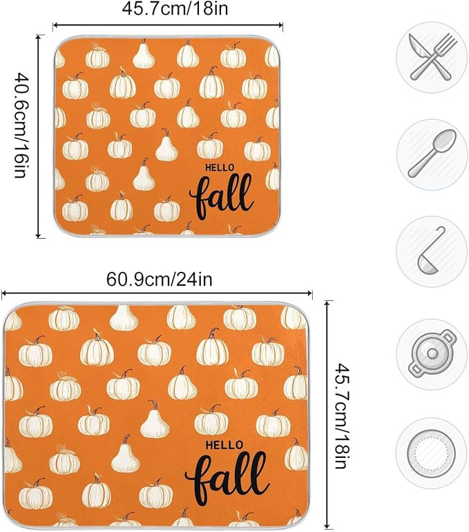 Hello Fall Burnt Orange Dish Drying Mat - Image 3