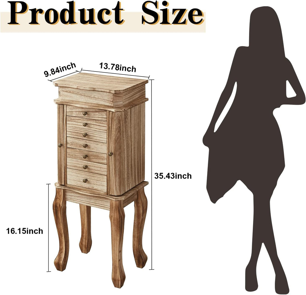 Emfogo Standing Jewelry Armoire, 7 Drawers & 2 Side Doors Jewelry Amoire ...